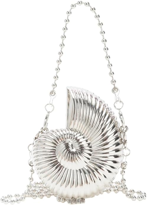 Small Conch Shape Crossbody Bag with Metal Chain Strap