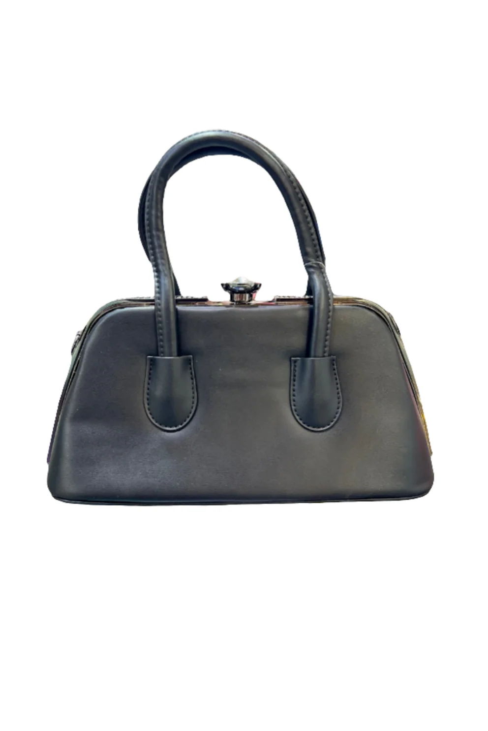 Elegant Handbag with Metal Stone-Studded Sides