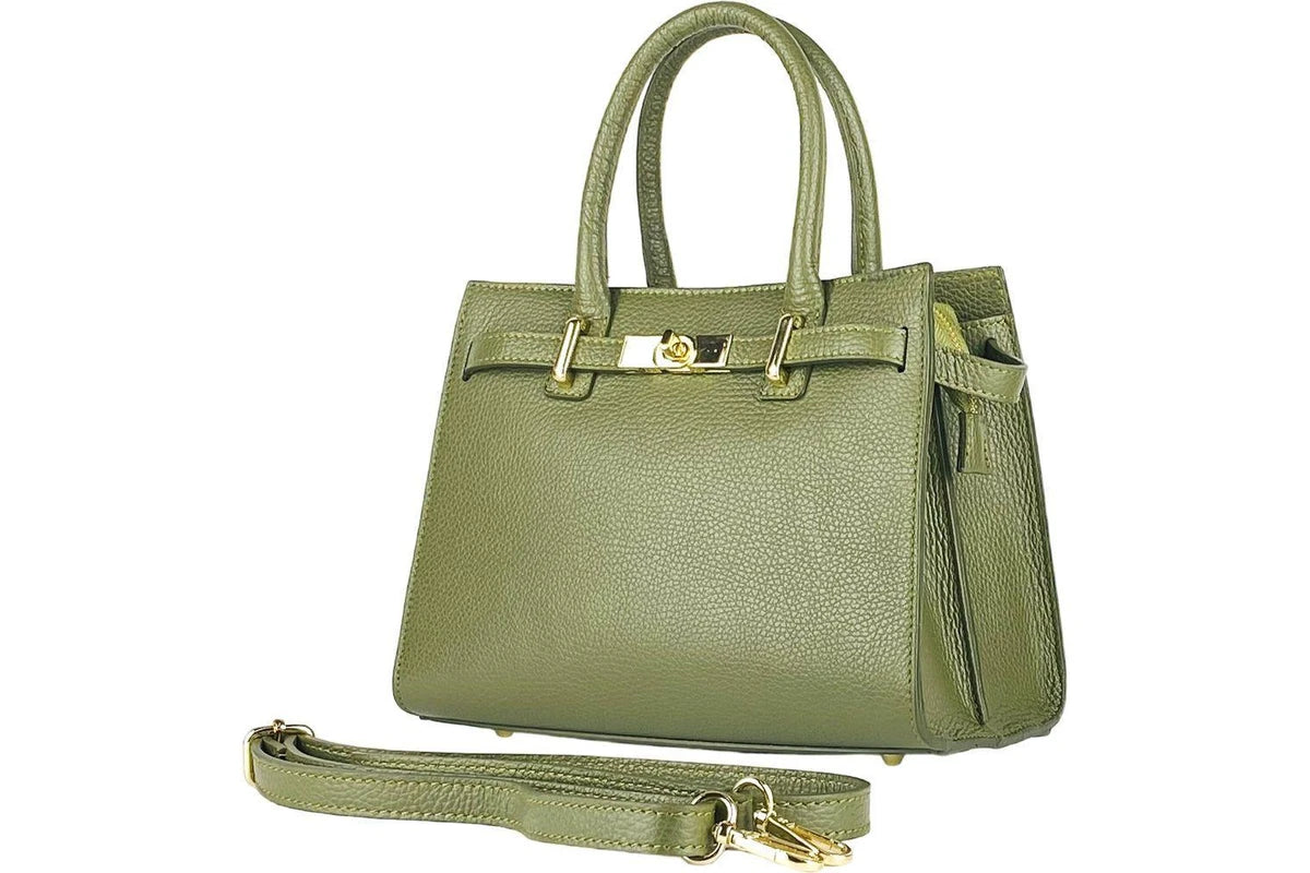 Renato Borzatta Olive Green Women's Handbag with Removable Shoulder Strap