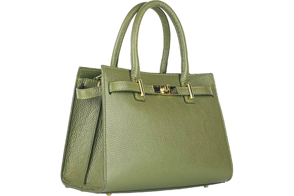 Renato Borzatta Olive Green Women's Handbag with Removable Shoulder Strap