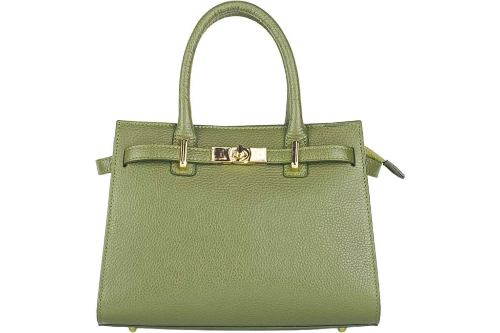 Renato Borzatta Olive Green Women's Handbag with Removable Shoulder Strap