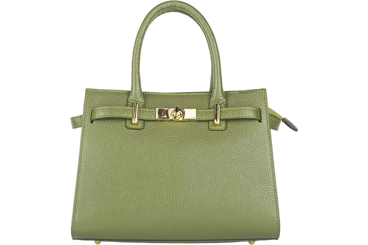Renato Borzatta Olive Green Women's Handbag with Removable Shoulder Strap